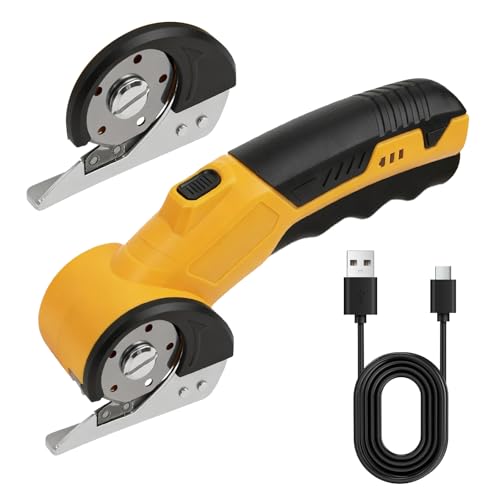 Ciseaux électriques Sans Fil, 4V Cutter Rotatif, Coupe Rotative, Cutter Rotatif Universel sans Fil,Ciseaux électriques Universels pour Tissus, Cuir, Moquette, Carton, Plastique