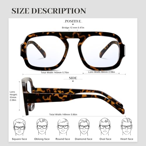 Image of Aviator Blue Light Blocking Glasses for Women Men Square Flat Top Computer TV Eyeglasses Anti Eyestrain