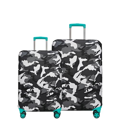 Image of Printed Polyester Suitcase Cover Stretchable Luggage Protector Trolley Bag Cover Travel Accessory (White Black-S,L)