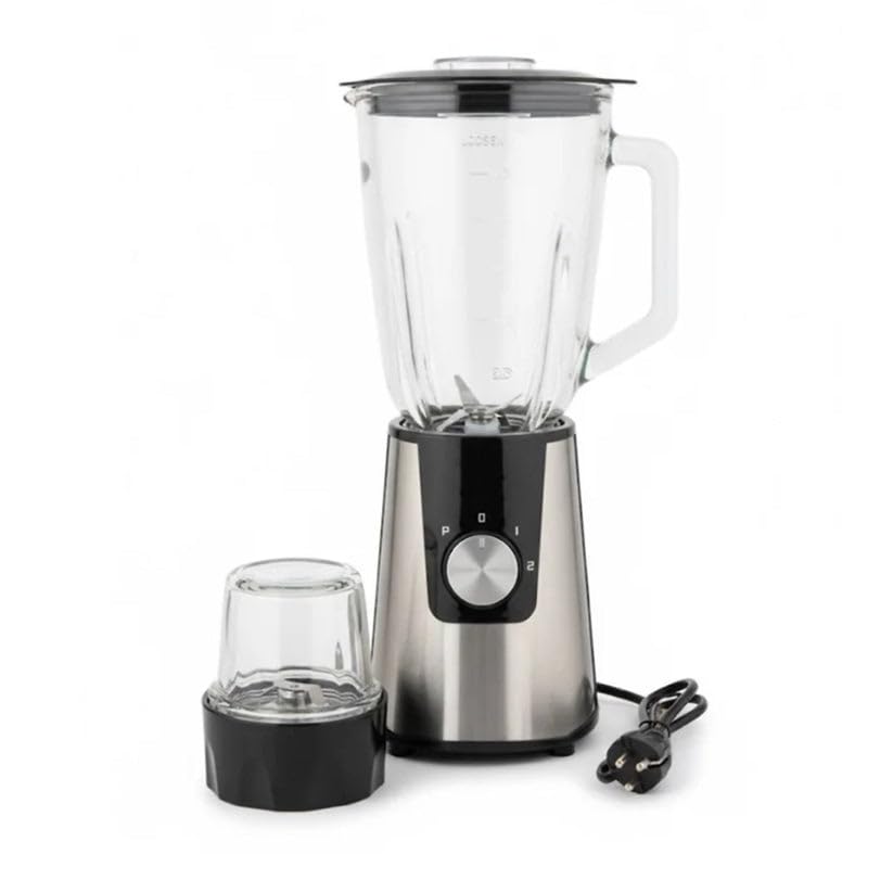 Licuadora con Molinillo, 600W, Jarra de Cristal 1.5L, 2 Velocidades + Función Pulse, Cuchillas de Acero Inoxidable, Base Robusta, para Batidos y Molienda