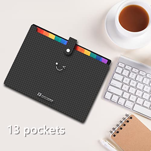 Cloudia Expanding File Folders,13 Pockets Accordian File Organizer,Letter Size/A4 Document Organizer With Colored Tabs And Expandable Cover, Suit For School, Home, Office And Travel (Clear) #TOP4
