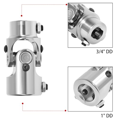 Image of 3 /4 inch DD X 1 inch DD Stainless Steel Steering U Joint, Universal Joint Single Steering Column Shaft U Joint,Total Length:83mm (3-1 /4 inch)