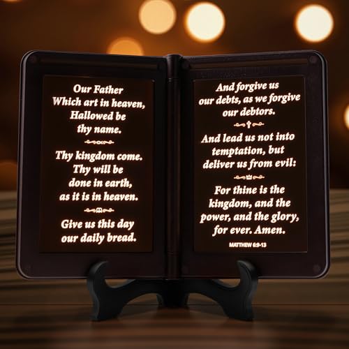 Image of mamre Bible Verses Lamp, The New Testament Display Light - Thy Word is a lamp Unto My feet, and a Light Unto My Path. - Matthew 6:9-13 The Lord's Prayer, Gospel Gift, Bookshelf Lamp