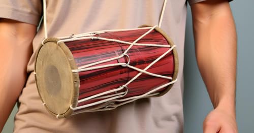 image for The Great Indian Bazaar Small 10 x 6 Inch Compact Dholak Drum Set, Han