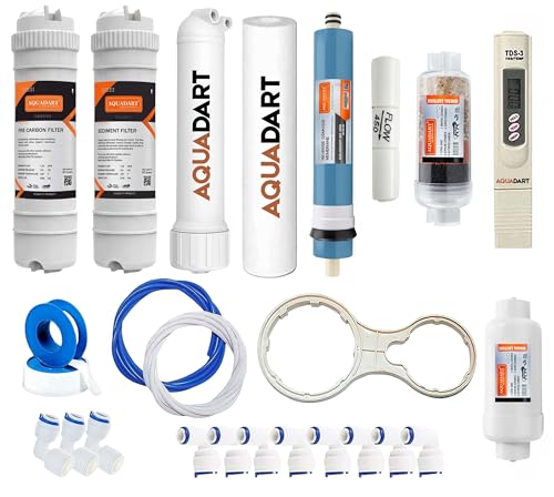 Image of AquaDart Complete RO Kit of Carbon and Sediment Filter, 80 GPD Membrane, UF Membrane, PP Spun All Accessories Suitable for All Type Of RO Water Purifier