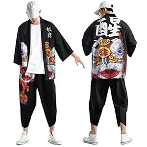 Heren Trainingspak Set Mens Leisure Ontspannen Antieke Digitale Afdrukken Kimono Cassock Vest Shirt Broek Shirt Pak Western Tux