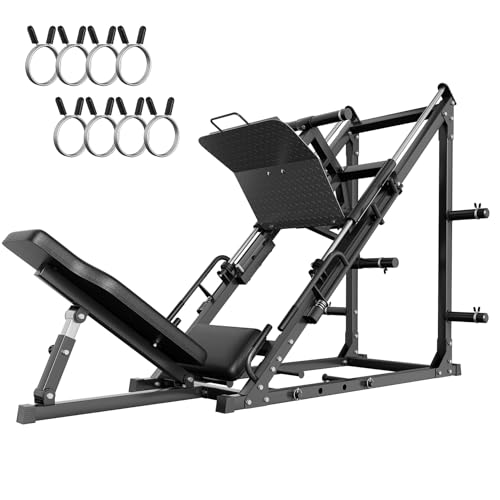 45-Degree Leg Press Machine, 2000LBS Compact Home Gym Squat Press...