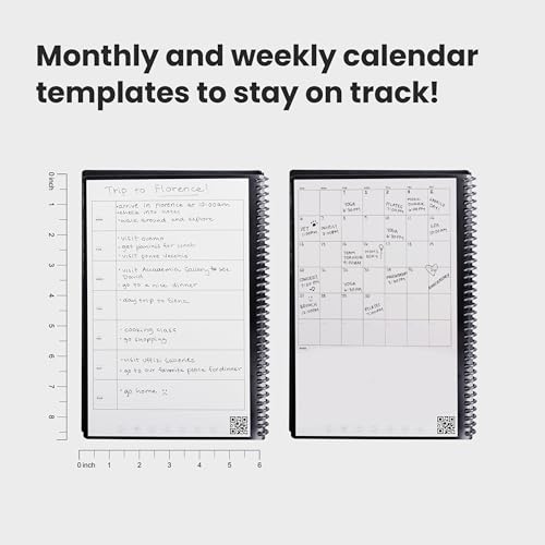 Rocketbook Fusion Reusable Undated Productivity Planner, Executive Size 15 cm x 22.4 cm, Teal - Goals, Monthly and Weekly Calendar, Daily To-Do List, Lined and Dotted Notes Pages - Image 5