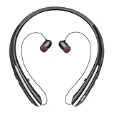 Dawsho Neckband Bluetooth Headphones, Bluetooth 5.4 Wireless Headphones with Retractable Earbud, CVC8.0 Noise Cancelling, 18Hrs Playtime Stereo Headset (Black)