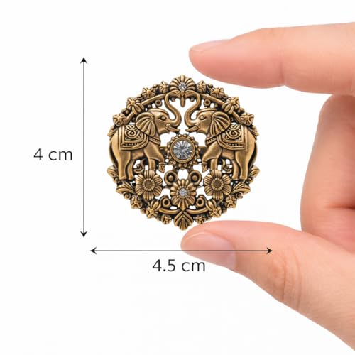 Image of Antique Gold Brooch Pin for Men Women Vintage Saree Blazer Coat Lapel Fashion Jewellery