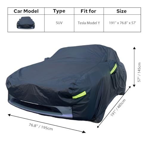 Image of Car Cover for Tesla Model Y Waterproof Outdoor Cover | Custom Fit, All Weather Protection, Charge Port Opening, Door Zipper Design, Windproof, UV Protection