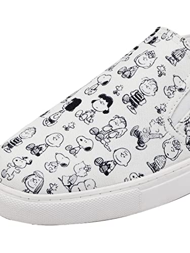 Image of The Souled Store Official Peanuts: Snoopy & Friends Mens and Boys Regular fit Graphic Printed White Men Loafers