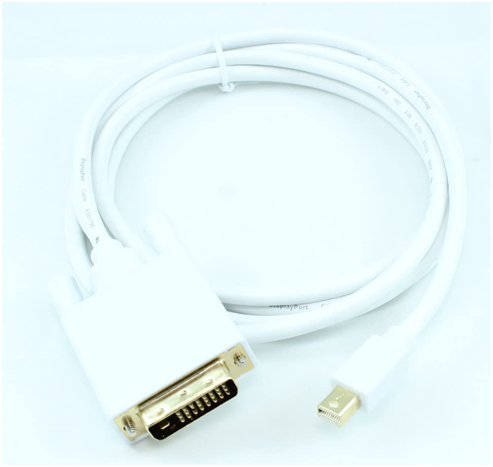 MyCableMart 6ft Mini DisplayPort Cable to DVI 32AWG Gold Plated, White