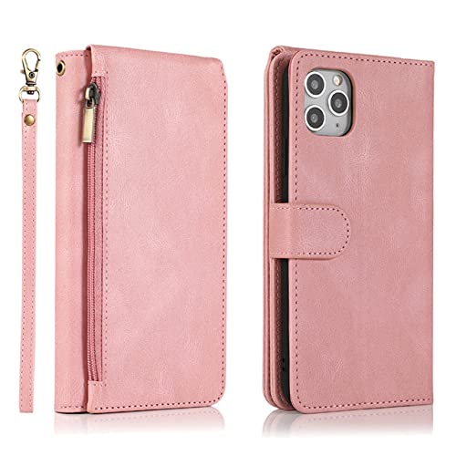 Étui portefeuille en cuir avec fermeture éclair pour iPhone SE