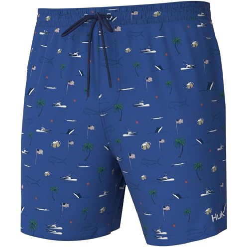 HUK Men's Kc Scott Patterned Volley Shorts, Performance Fishing Boardshorts