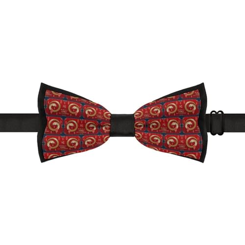 GoasNei Year Of The Snake 2025 Happy Chinese New Year 2025 Bow Tie for Men Adjustable Necktie Funny Tie Neck Ties for Weddings Party