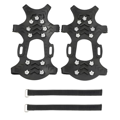 LUMINFLY Ice Cleats for Shoes and Boots, 11-Spike Traction Crampons for Snow & Ice, Universal Fit Ice Grippers, Anti-Slip Winter Walking & Hiking Gear