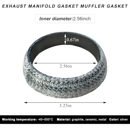 Image of ID 65mm Car Exhaust Gasket, High Grade Graphite Exhaust Flange Gasket Muffler Ring, Universal Leakproof Manifold Downpipe Exhausts Donut Gaskets Replacement for SUV Truck RV