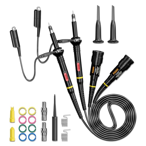 Cleqee Oszilloskop-Clip-Tastköpfe 200MHz 2 Stück vollständig isolierte BNC-Endtastköpfe mit Zubehörsatz 1X 10X
