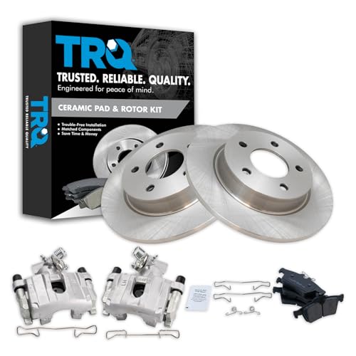 Image of TRQ Rear Brake Pad and Rotor Set Ceramic Solid Rotors Calipers | For 2009-2013 Mazda 3