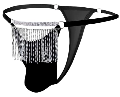 FEOYA Men's Sexy Bikini Thongs Briefs with Tassel Sexy Low Rise G String T Back Panties Soft Bulge Pouch Underwear