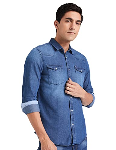 Image of Amazon Brand - INKAST Men's Slim Shirt (AZ-INK-RFS-DN-04 Indigo 1 4XL)