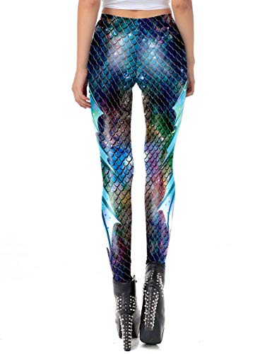 Gracin Womens 3D Printed Mermaid Leggings, Sea-Maid Cosplay Costume Tights Workout Stretch Pants(M, Mermaid 01) #TOP2