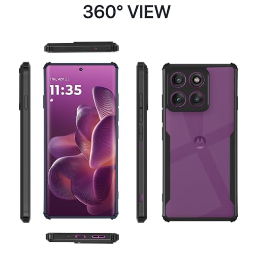Image of Pikkme Back Cover for Motorola Moto Edge 60 Pro 5G | Ultra Hyrbid | Full Camera Protection | Raised Edge | Crystal Clear Transparent Bumper Case (Black)