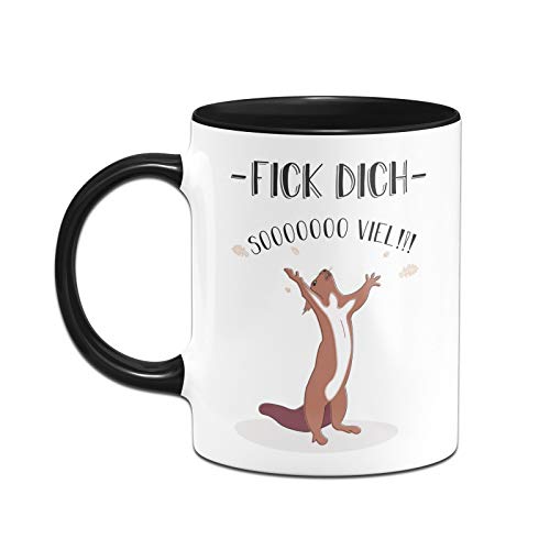 Taza con texto en alemán "Fick Dich so viel mit Eichhörnchen - Taza de café divertida - Apto para lavavajillas - Imagen 3