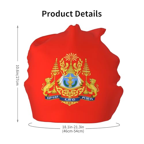 National Emblem of Cambodia Children Hip Hop Knitted Hat Kids Elastic Leisure Knit Cap Warm Sleep Beanies Black2
