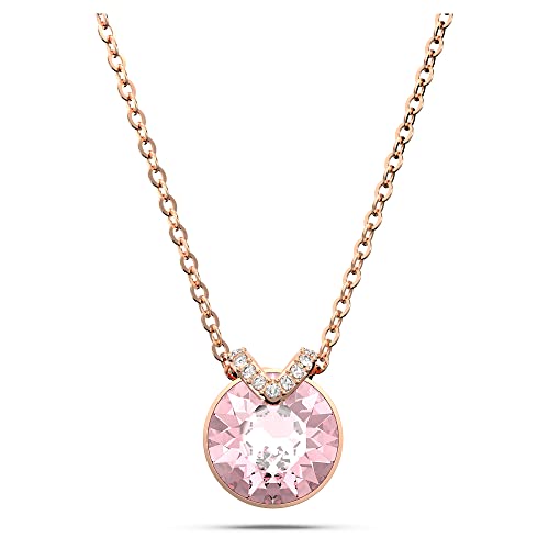 Swarovski Bella V Pendant Necklace With Round Pink Center Crystal And Crystal Pavé On Rose-Gold Tone Finished Chain, Part Of The Bella Collection #TOP9