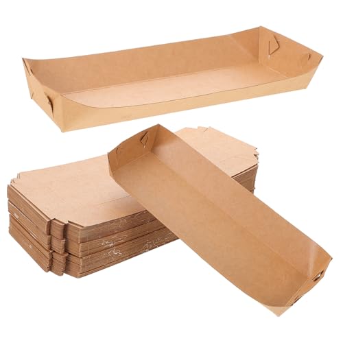 PENIKOKO 100個 入り使い捨て牛皮紙製フードホールディングボート 耐油クラフト紙製揚げ物トレイ フライドチキンやホットドッグ用テイクアウ