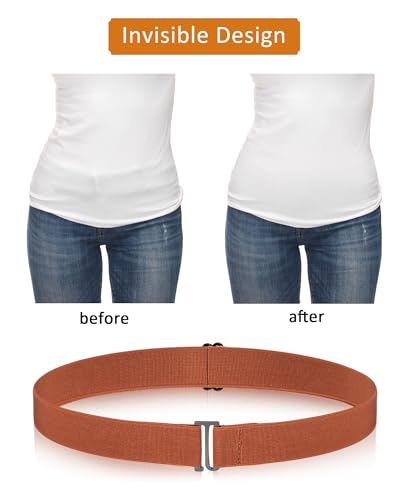 Image of SATINIOR 2 /3 /4 Pack Women Elastic Stretch Belt Invisible Sweater Shirt Tuck Band with Flat Buckle for Jeans Pants