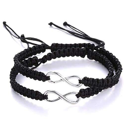 Image of COLORFUL BLING Lucky 8 Infinity Couple Bracelet Braided Leather Rope Bangle Wrist Adjustable Chain Fit 7-9 Inch for Lover Friendship
