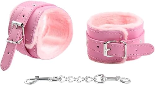 Upgraded Fuzzy Pink Sex Handcuffs for Grownups (Chained Wrists and Ankles) Set, Sex Hand Cuff Set for Spice Up The Bedroom for Couples for Adults with Safety Release Sweater Yoga DF-SY