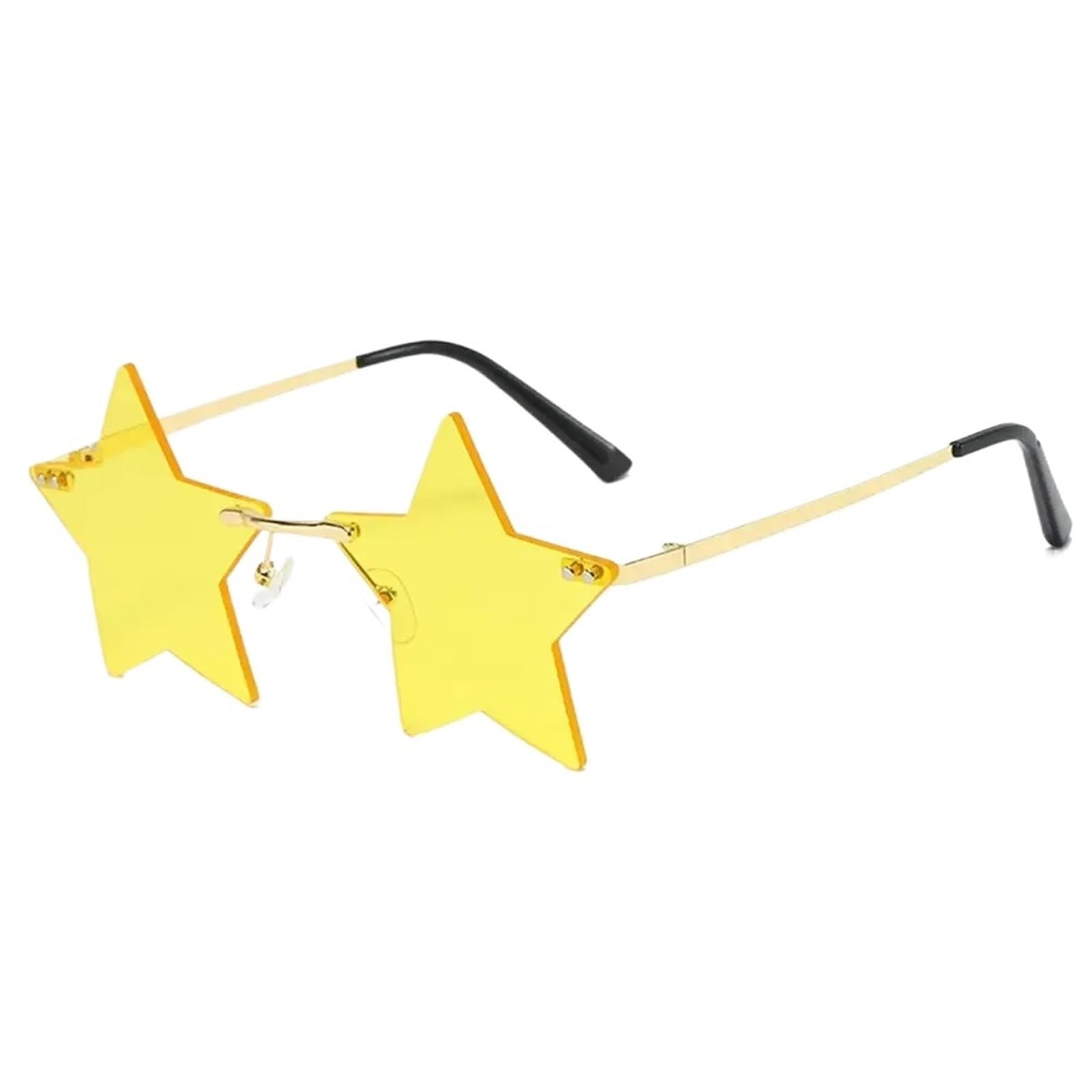 20pcs Star Shape Sun Glasses Funny Pentagram Eyewear Eyeglasses Christmas Decoration Party Rimless Sunglasses For Night Out Party(Yellow)