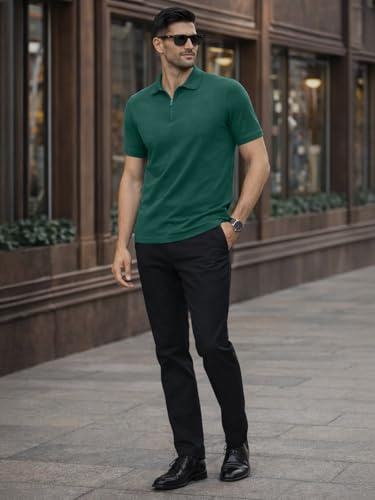 Image of Veirdo Men's Regular Fit Interlock Polo T-Shirt, Cotton Fabric, Half Sleeves,Stylish Collared Neck, Perfect for Casual and Office Wear, Soft, Comfortable (S-2XL)