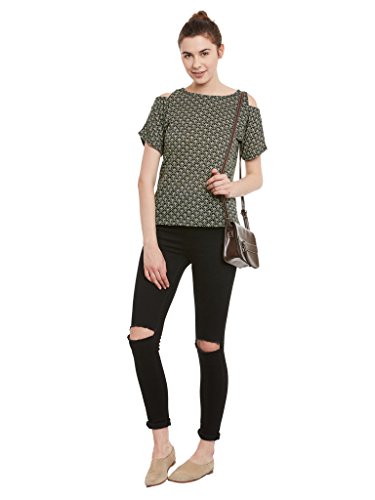 Image of Miss Chase Women's Floral Printed Cold Shoulder Relaxed Fit Top