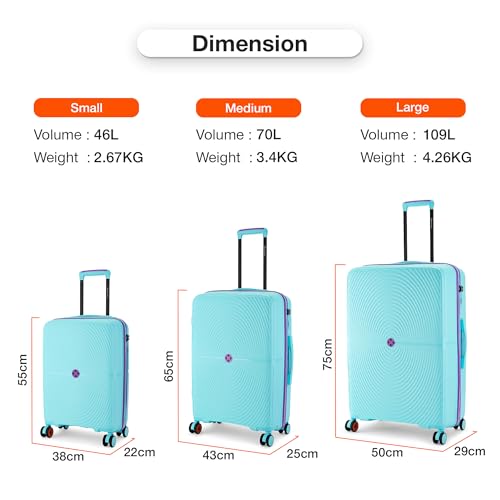 Image of Nasher Miles Bali Hard-Sided Polypropylene Check-in Luggage 28 inch | 75cm | 8 Wheels Large Trolley Bag for Travel | Suitcase (Light Blue)