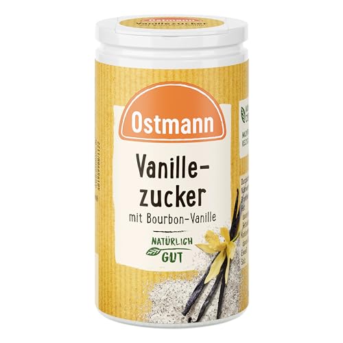 Ostmann Gewürze Vanillezucker mit Bourbon Vanille | Zucker mit Extrakt aus Bourbon-Vanilleschoten | Zum Verfeinern von Kuchen Desserts & Co | 45 g im Streuer