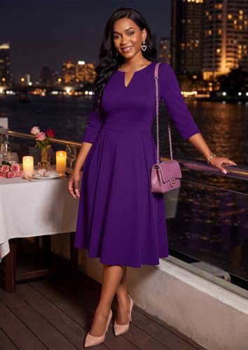 Image of Nmoder Midi Church Dress for Women A-Line Casual Work Dress