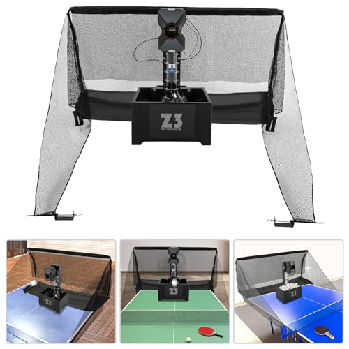 Table Tennis Robot with Net and 100 Ping Pong Balls, 36W 100-240V 10 Modes Ping Pong Robot Automatic Table Tennis Machine Automatic Ball Launcher for Ping-Pong Practicing Training, 35-90 Balls/Min