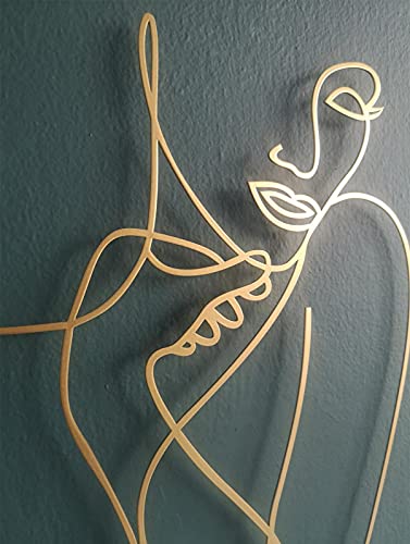 image for LODIIYAR Gold Female Wall Decor Set- Minimalist Nude Single Line Art, 