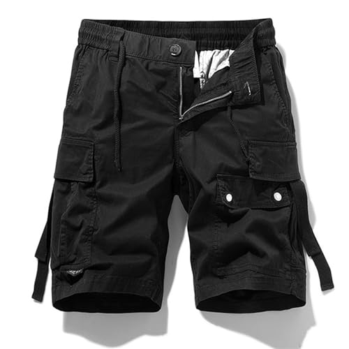 Short cargo d'été pour homme avec taille élastique et cordon