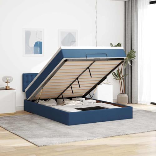 Sophrelle Cama otomana con colchón LED Azul 140x190 cm Tela Azul,3312477