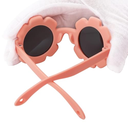 COASION Baby Sonnenbrille 0-24 Monate Polarisierte Blume Mit Riemen Verstellbar Weicher Silikonrahmen UV400 Schutz für 0-2 Jahre