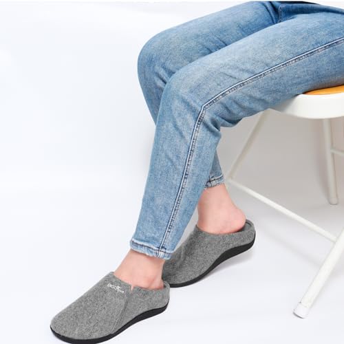 Ergofoot MNCL01-42 House Slippers With Arch Support, Orthopedic Slippers For Plantar Fasciitis Pain Relief, Comfy Wool Felt Clog Slippers, Non-Slip Indoor Outdoor House Slipper For Women And Men thumb #5