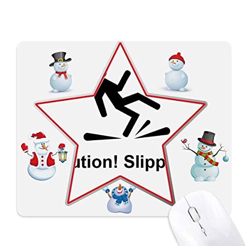 Tapis de souris de Noël noir avec grand motif bonhomme de neige et étoiles