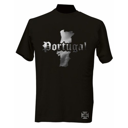 T-Shirt Portugal CR7 Noir et Argent Métallisé Confortable pour Fan