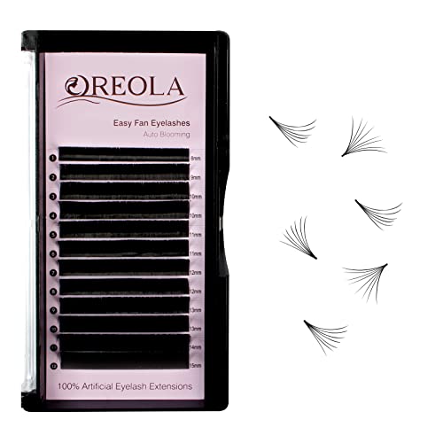 Oreola Easy Fan Lashes Self Fanning Eyelashes Fast Blooming Eyelash Extensions Auto Volume Eyelashes Extensions 0.05C 8-15mm Long C Curl